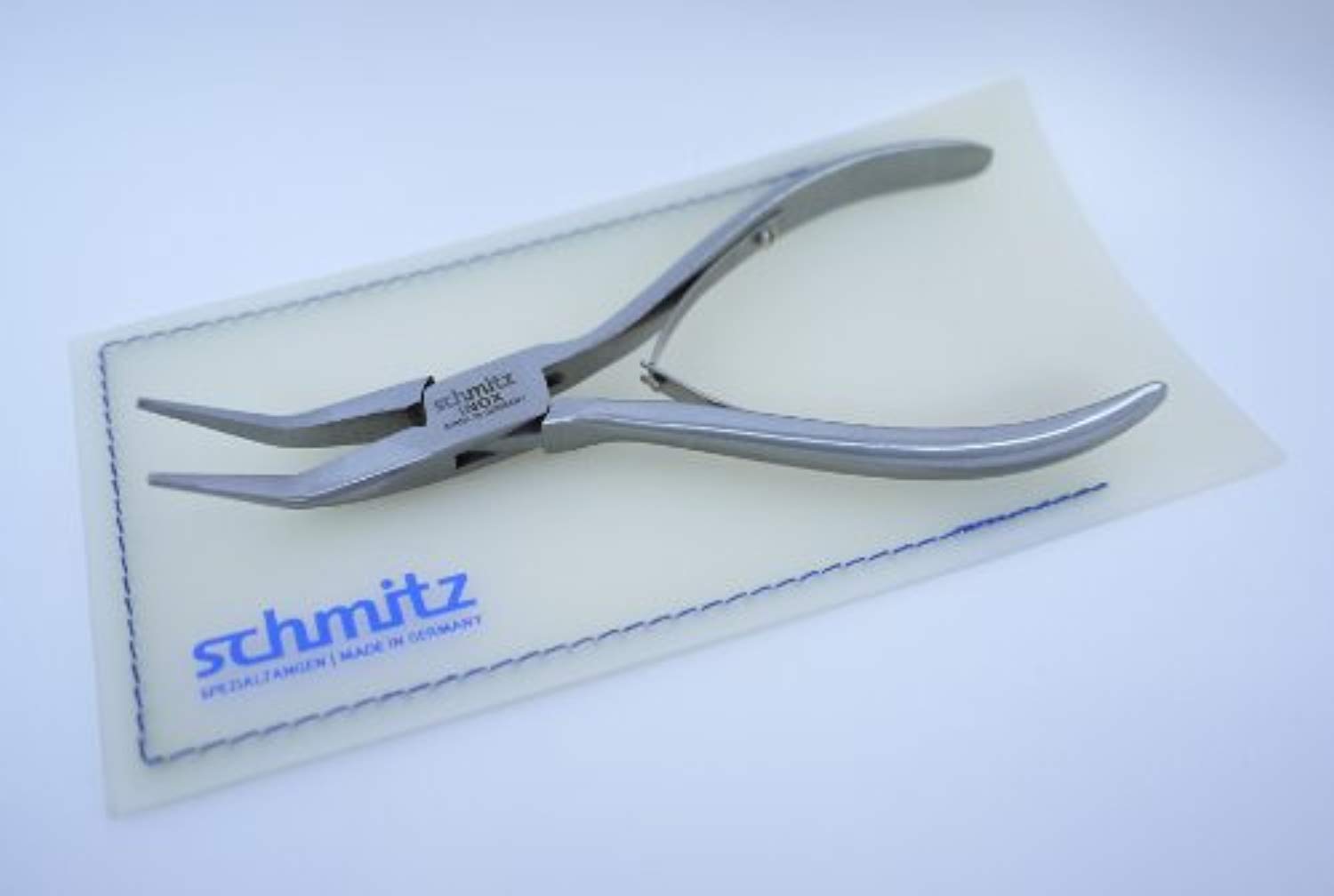 Spitzzange 145mm gebogene, lange Greif-Backen ohne Verzahnung, rostfrei 4413FP00-RF